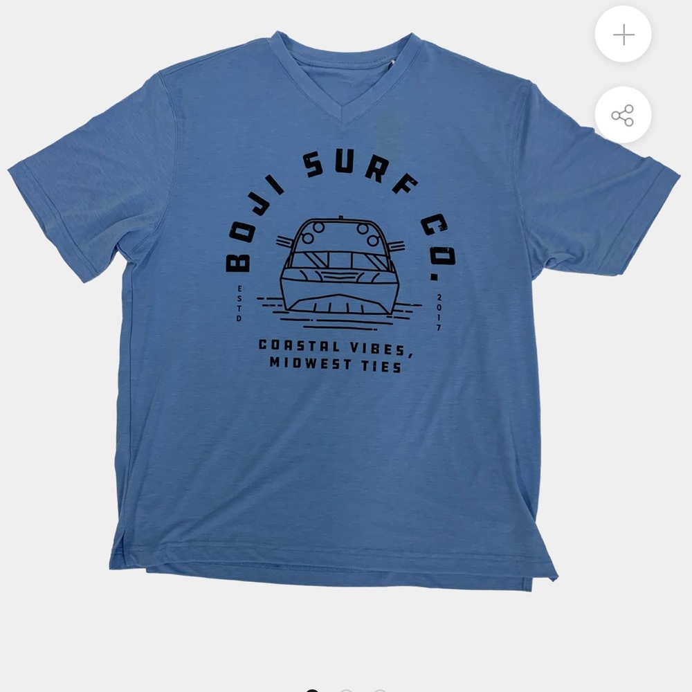 NWT Boji Surf Men’s Retro Distressed Coastal Vibes Midwest Ties V Neck Tee